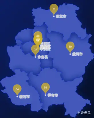 echarts吉林市地图水滴状气泡图演示实例